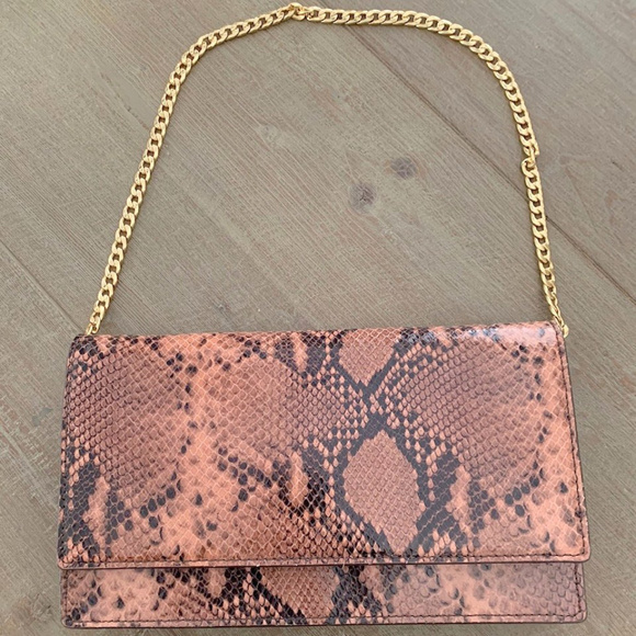 Ann Taylor Handbags - Ann Taylor NWT Snakeskin-Embossed Leather Foldover